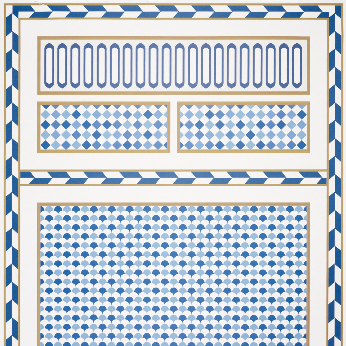 ROBINCHON PANEL A Blue by Schumacher Geometric Wallpaper Panel – Schumacher 5007101