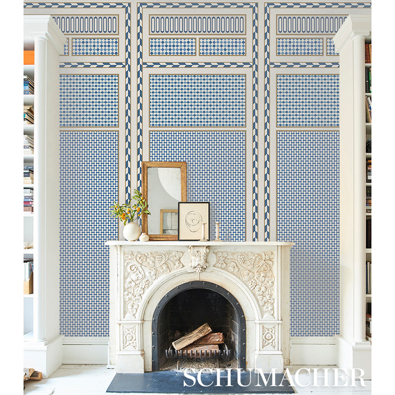 ROBINCHON PANEL A Blue by Schumacher Geometric Wallpaper Panel – Schumacher 5007101