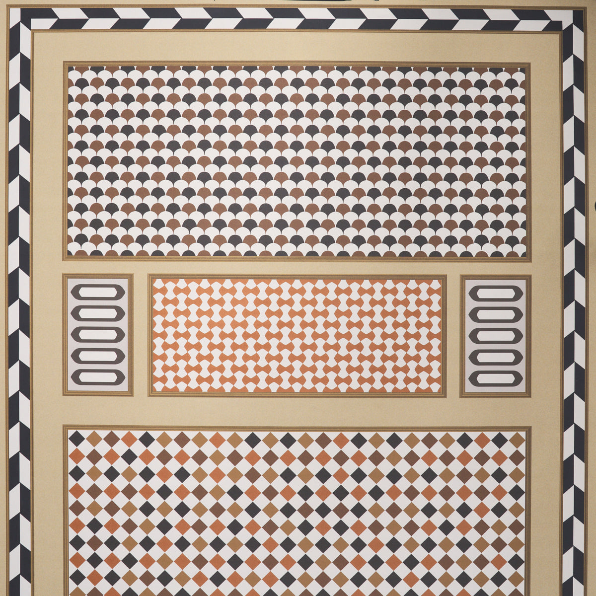 ROBINCHON PANEL B Brown by Schumacher Geometric Wallpaper Panel – Schumacher 5007110