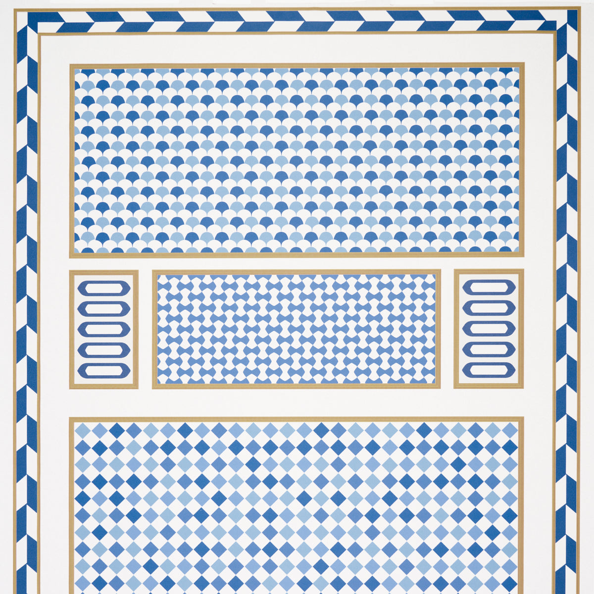 ROBINCHON PANEL B Blue by Schumacher Geometric Wallcovering Panel – Schumacher 5007111