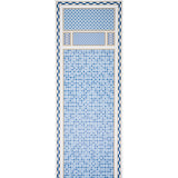 ROBINCHON PANEL B in blue geometric pattern from Schumacher Club Cavalier collection, wallcovering panel.