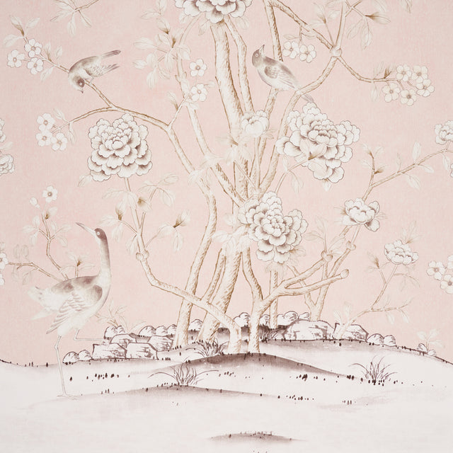 Chinois Palais Panel Blush Conch by Mary McDonald Scenic Botanical Wallpaper – Schumacher 5007121