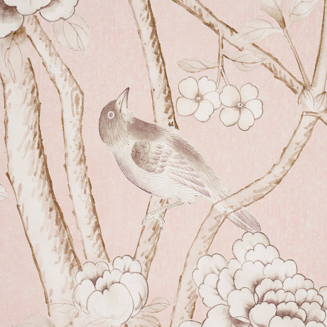 Chinois Palais Panel Blush Conch by Mary McDonald Scenic Botanical Wallpaper – Schumacher 5007121