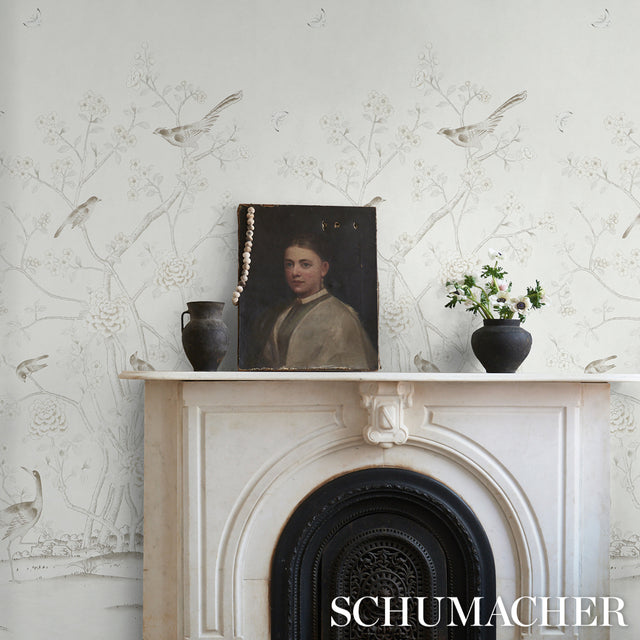 Chinois Palais Panel Neutral by Schumacher Chinoiserie Wallpaper Panel – Schumacher 5007122