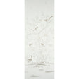 Chinois Palais Panel wallpaper in neutral by Schumacher, featuring exotic birds and cherry blossoms in a Chinoiserie style.