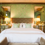 Chinois Palais Panel Aquamarine by Schumacher – Mary McDonald Chinoiserie Wallpaper Panel 5007123