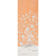 Chinois Palais Panel wallpaper in tangerine by Mary McDonald for Schumacher, featuring exotic birds and cherry blossoms on an orange background.