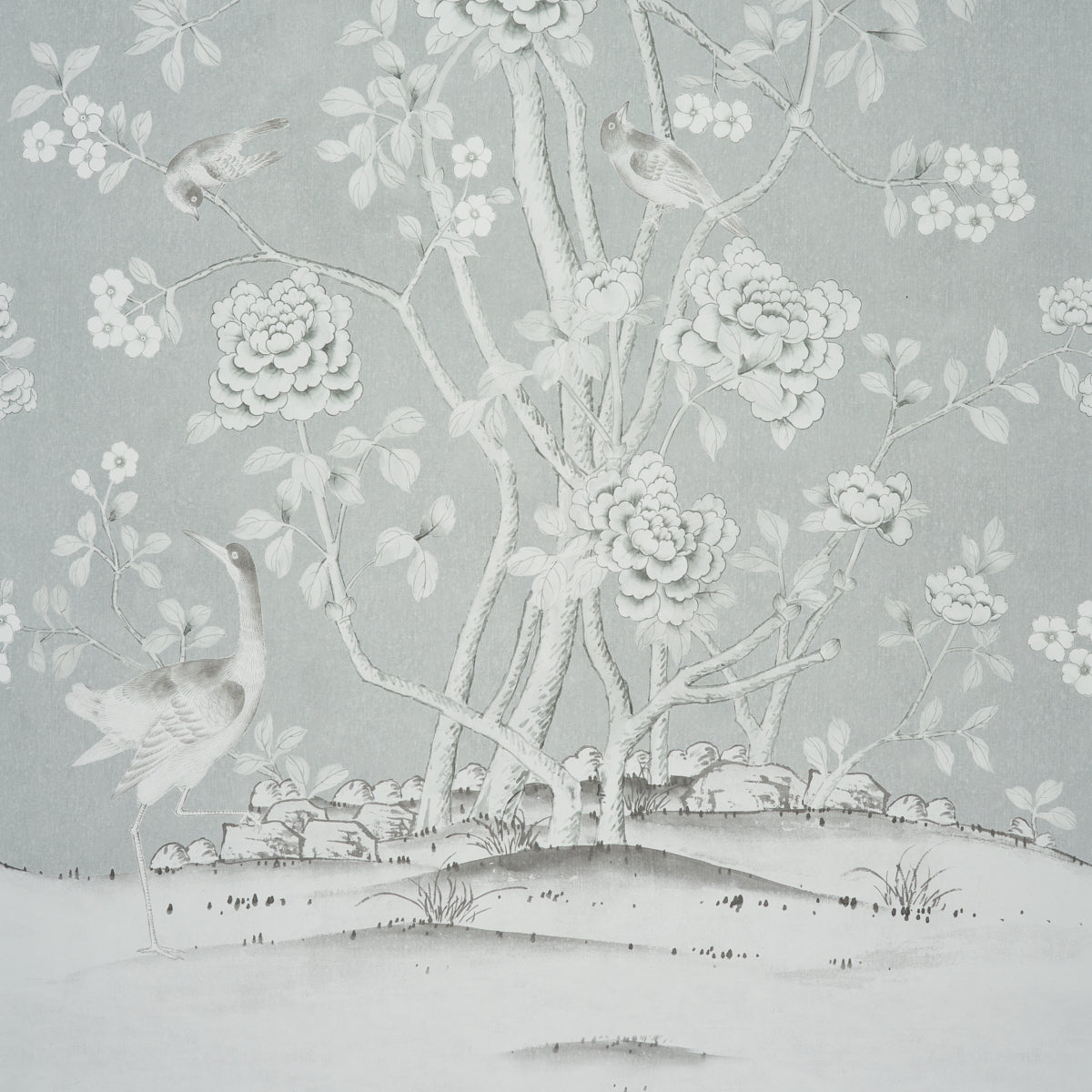 Chinois Palais Panel Grisaille by Mary McDonald Scenic Wallpaper Panel – Schumacher 5007125