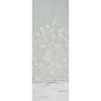 Chinois Palais Panel wallpaper in Grisaille by Mary McDonald for Schumacher, featuring exotic birds and cherry blossoms in a soft grey palette.