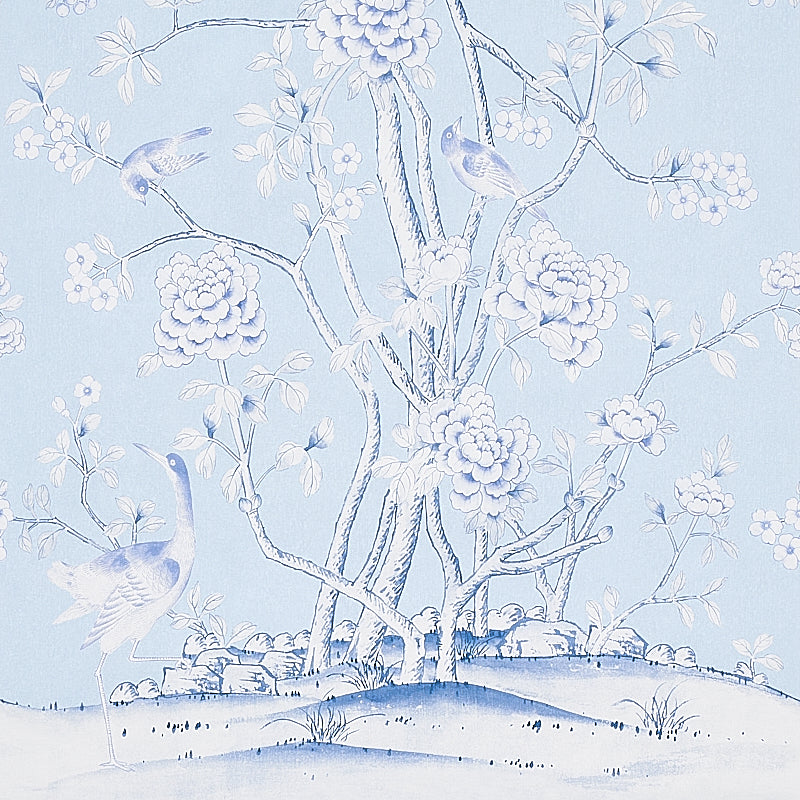 Chinois Palais Panel Sky by Mary McDonald Rhapsody in Blue Wallpaper – Schumacher 5007128