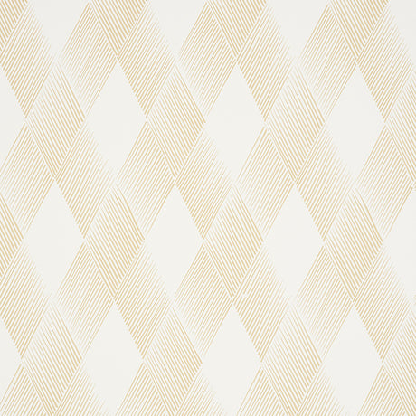 Fetlock wallpaper in Natural from the Club Cavalier collection by Schumacher, featuring a diamond geometric pattern in beige and cream tones.