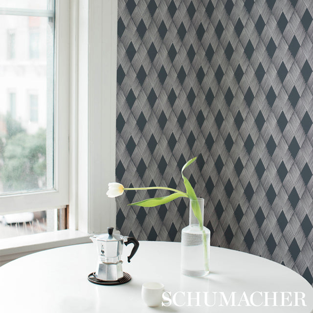 Fetlock Carbon by Schumacher Modern Diamond Wallpaper – Club Cavalier Collection 5007131