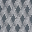 Fetlock Carbon wallpaper from Schumacher's Club Cavalier collection, featuring a modern diamond pattern in dark grey and white.
