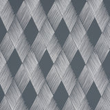 Fetlock Carbon wallpaper from Schumacher's Club Cavalier collection, featuring a modern diamond pattern in dark grey and white.
