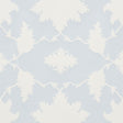 Garden of Persia Mineral by Mary McDonald for Schumacher. Large-scale Persian-inspired floral wallpaper in soft blue and white.