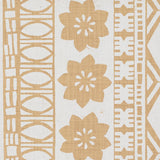 Mrs. Howell wallpaper in Palm by Schumacher, featuring a graphic South Pacific motif in a textured grasscloth style.