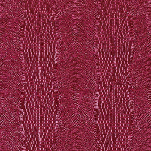Komodo Lacquer Embossed Faux Lizard Wallpaper by Schumacher in a rich, luminous finish, shown in a styled interior and close-up detail.