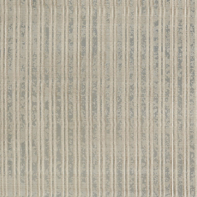 Galvanized Rib wallpaper in Silver Leaf by Schumacher, featuring a handcrafted corrugated metal effect.