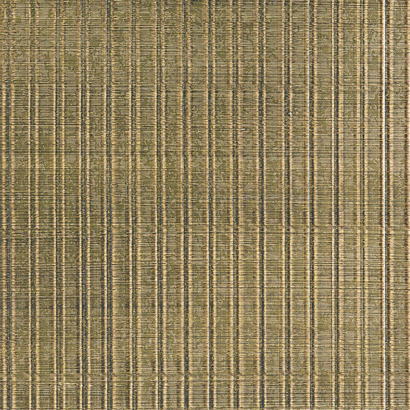 Galvanized Rib in Aged Gold, a handcrafted faux metal wallcovering by Schumacher, featuring a ribbed metallic texture.
