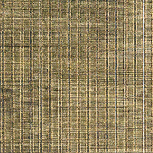 Galvanized Rib in Aged Gold, a handcrafted faux metal wallcovering by Schumacher, featuring a ribbed metallic texture.