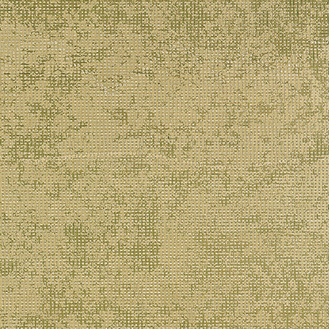 Gold metallic polka dot inspired wallpaper with perforated and riveted motifs, Metalliferous by Schumacher.