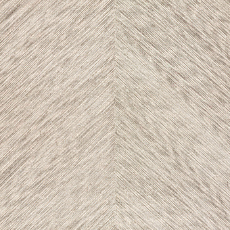 Combed Chevron Birch wallpaper by Schumacher shown in a close-up and installed in a modern kitchen interior.