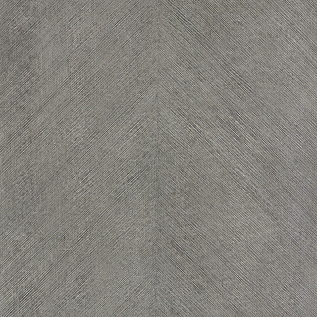 Combed Chevron Driftwood wallpaper by Schumacher in a chevron stripe pattern with a natural, organic wood-inspired texture.