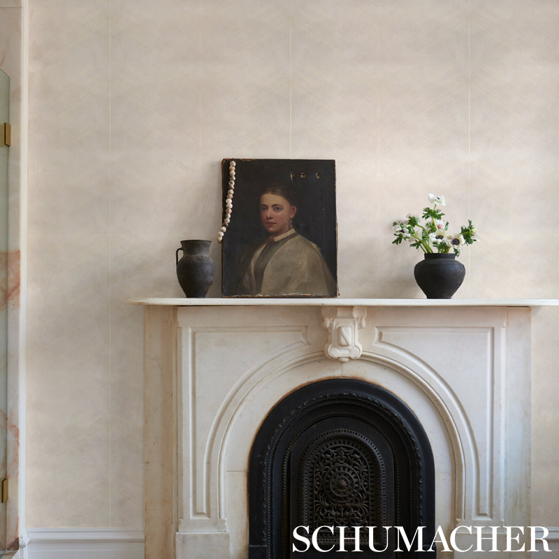 Combed Chevron Ivory Textured Chevron Stripe Wallpaper – Schumacher 5007424