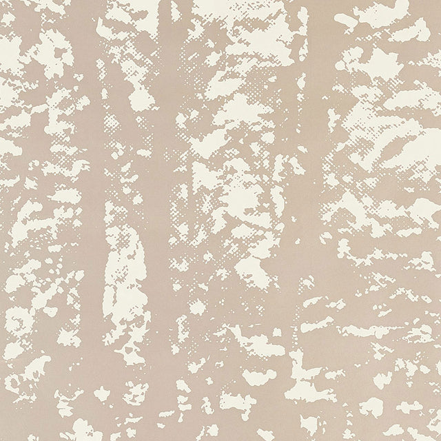 Woodland Sterling wallpaper by Schumacher, abstract wooded forest pattern in neutral tones
