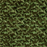 Tortoise Amazon by Celerie Kemble for Schumacher. A green and brown tortoise shell patterned wallpaper shown in a styled interior and as a close-up.