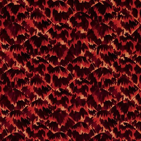 Tortoise Imperial wallpaper by Schumacher, designed by Celerie Kemble, featuring a bold tortoiseshell pattern in rich red and brown tones.