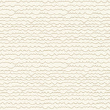 Waves Sand wallpaper by Schumacher featuring a simple, graphic horizontal stripe pattern reminiscent of line drawings in a neutral sand colorway.