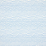 Waves blue wallpaper by Schumacher featuring a simple, graphic horizontal stripe pattern reminiscent of hand-drawn waves.
