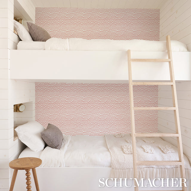 Waves Red by Schumacher Modern Graphic Stripe Wallpaper – Schumacher 5007463