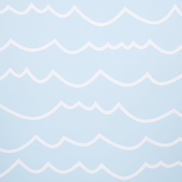 Waves White on Sky by Schumacher Modern Graphic Stripe Wallpaper – Schumacher 5007464