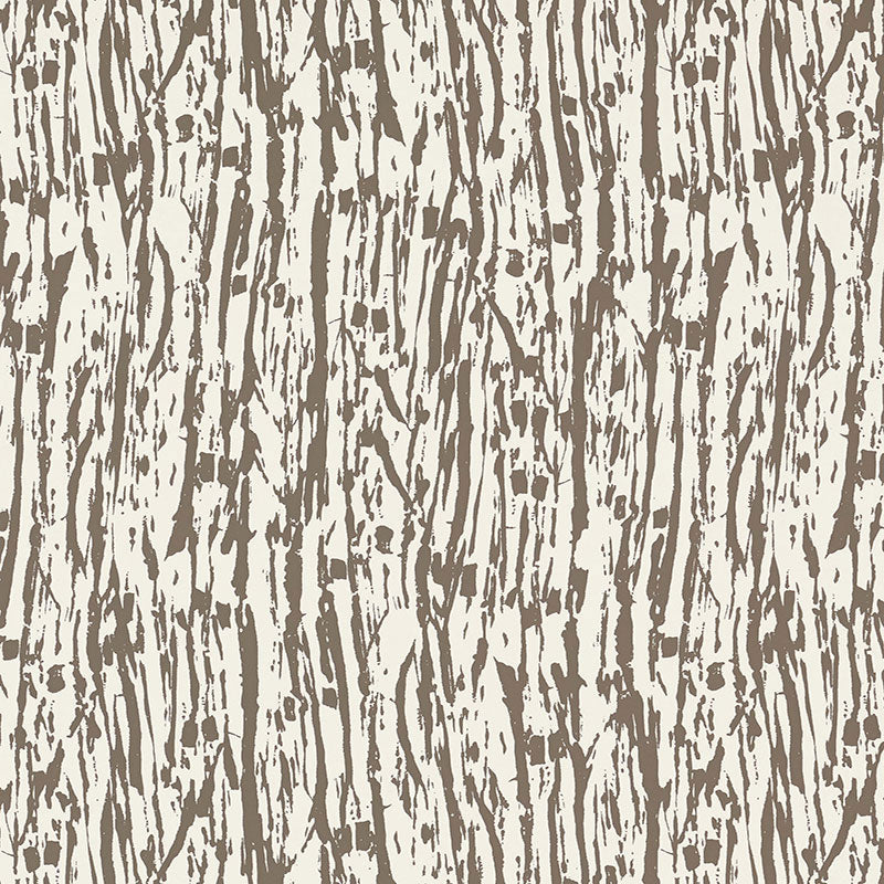 Tree Texture wallpaper in mocha colorway with expressive woodland-inspired pattern by Schumacher.
