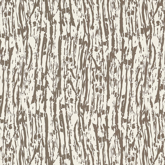 Tree Texture wallpaper in mocha colorway with expressive woodland-inspired pattern by Schumacher.