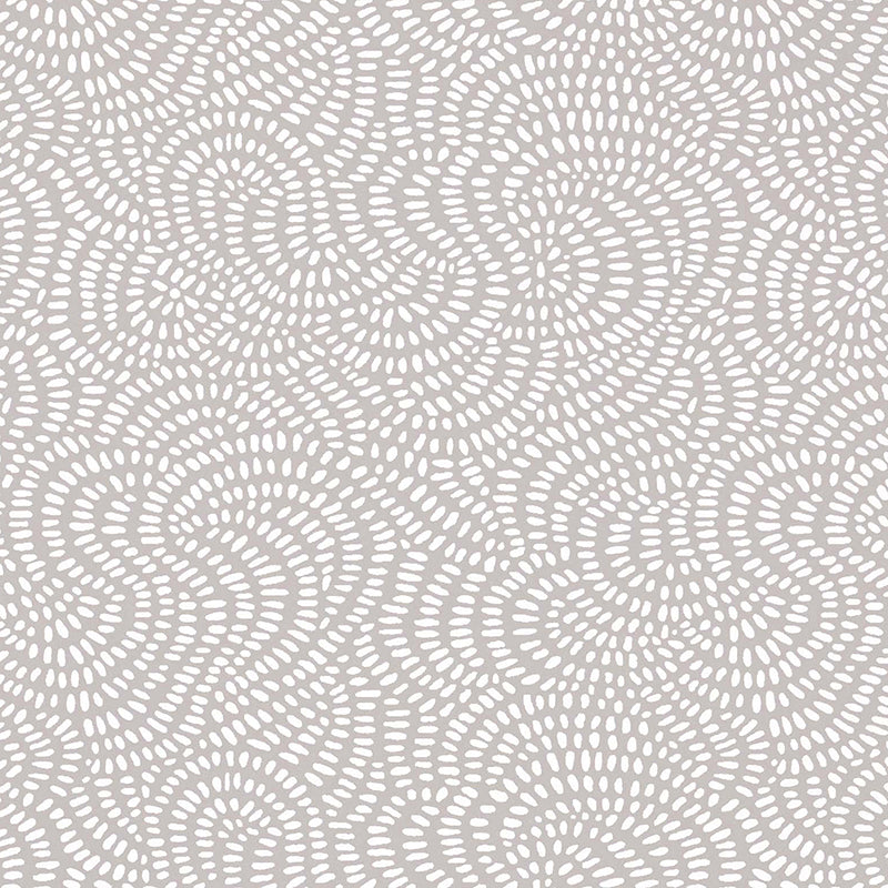 Whirlpool Mist by Schumacher - Swirling geometric non-woven wallpaper in soft neutral tones