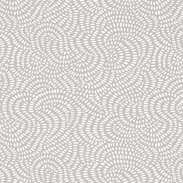 Whirlpool Mist by Schumacher - Swirling geometric non-woven wallpaper in soft neutral tones