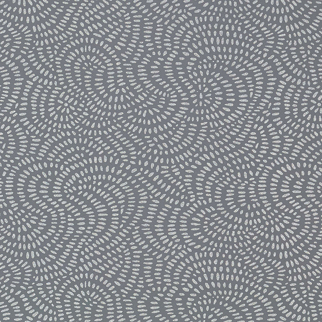 Whirlpool Mercury by Schumacher - swirling geometric pattern wallpaper in grey and silver tones