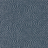 Whirlpool Twilight by Schumacher - swirling geometric pattern wallpaper in blue and white