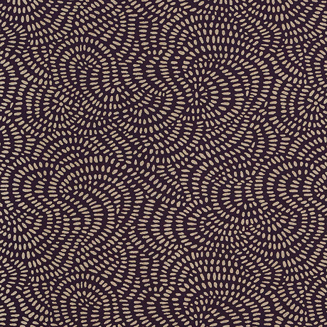 Whirlpool Black Plum geometric wallpaper by Schumacher, featuring a swirling, graphic pattern in a sophisticated colorway.