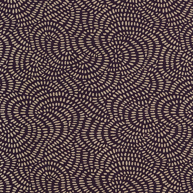 Whirlpool Black Plum geometric wallpaper by Schumacher, featuring a swirling, graphic pattern in a sophisticated colorway.