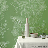 Blommen Noir / Blanc by Schumacher Drawn From Nature Whimsical Floral Wallpaper – Schumacher 5007490