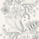 Blommen Noir / Blanc wallpaper from Schumacher's Drawn From Nature collection featuring whimsical black and white floral line art.