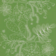 Blommen Leaf wallpaper by Schumacher featuring a white botanical line drawing on a vibrant green background.