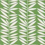 Leaf Stripe wallpaper in green and white with a bold, graphic leaf pattern by Schumacher.