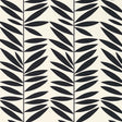 Leaf Stripe Ebony wallpaper by Schumacher featuring bold, graphic black leaf stripes on a white background.