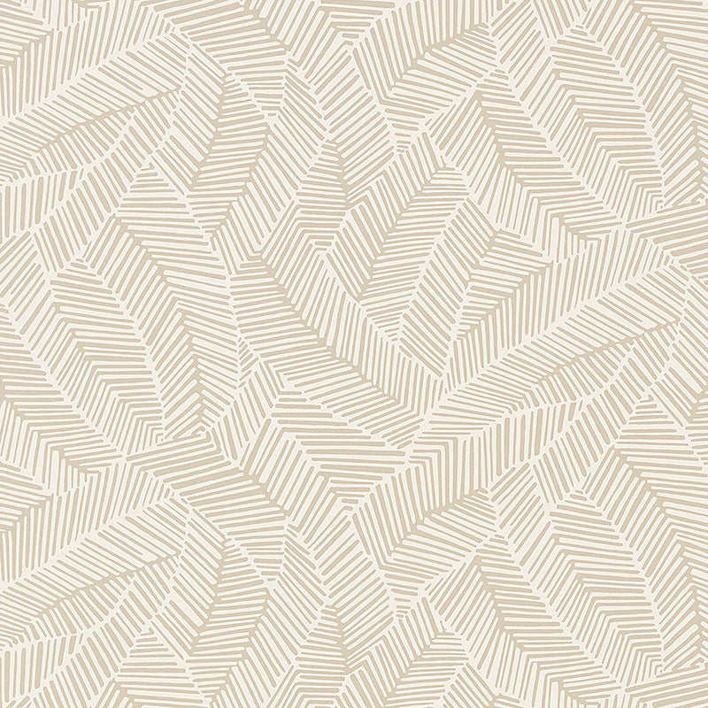 Abstract Leaf wallpaper in Linen by Schumacher, featuring a graphic leaf pattern in neutral tones.