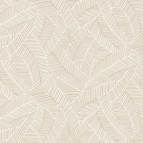 Abstract Leaf wallpaper in Linen by Schumacher, featuring a graphic leaf pattern in neutral tones.